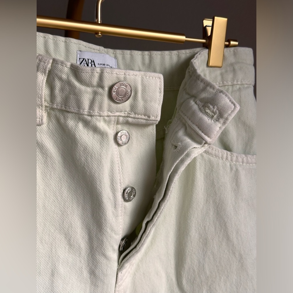 Mint, straight leg Zara jeans.